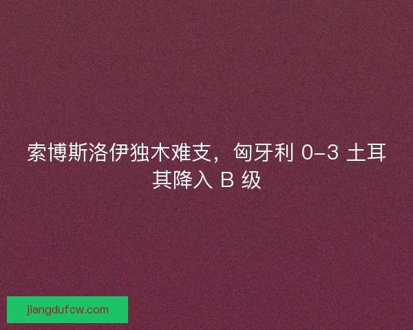 索博斯洛伊独木难支，匈牙利 0-3 土耳其降入 B 级