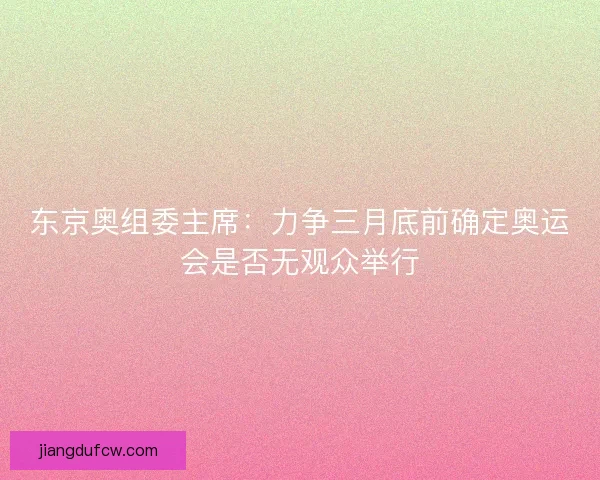 东京奥组委主席：力争三月底前确定奥运会是否无观众举行