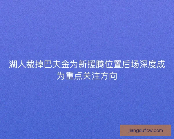 湖人裁掉巴夫金为新援腾位置后场深度成为重点关注方向 湖人裁掉巴夫金为新援腾位置后场深度成为重点关注方向